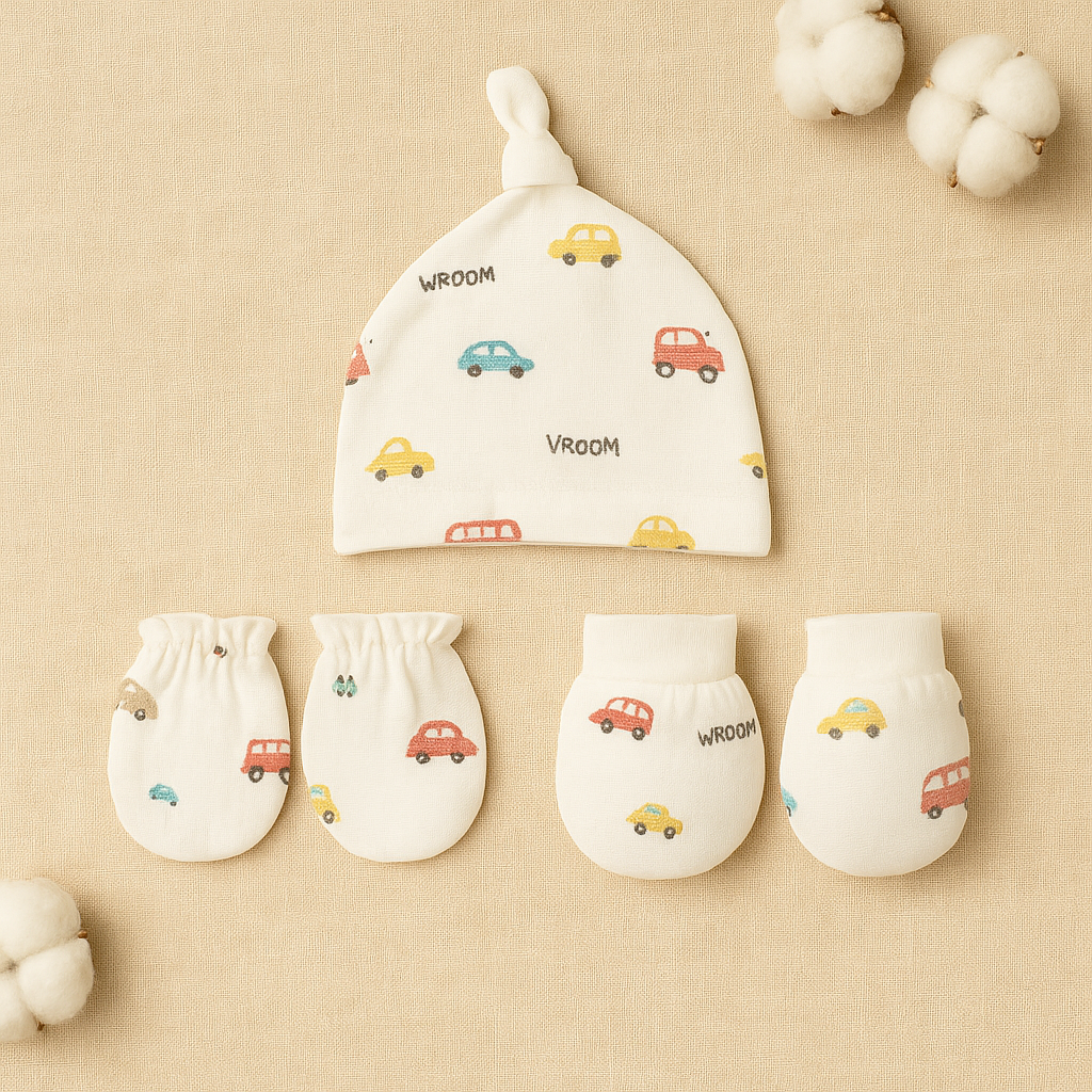 Cap + Mittens + Booties Set